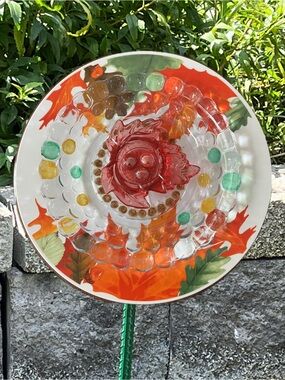 Fall multicolored Glass Art Garden Flowers, 10 inches, handcrafted, NEW